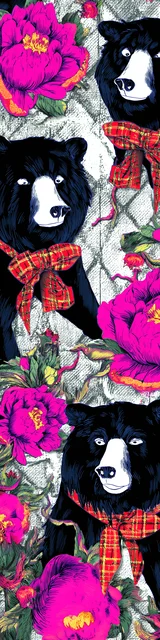 Free bear bookmarks for adults featuring three black bears with red ribbons